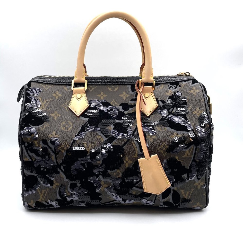 SOLD NEW Louis Vuitton Limited Edition Velvet and Sequin Fleur de Jais Speedy 30